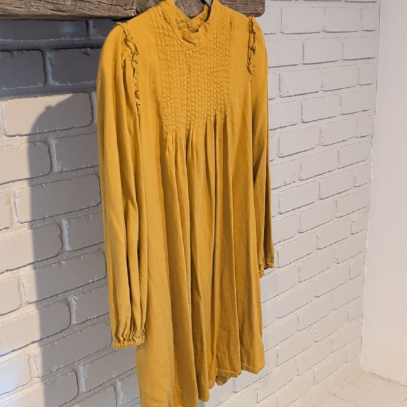 Free People Pintuck Tunic Linen Top Mustard - Picture 7 of 8